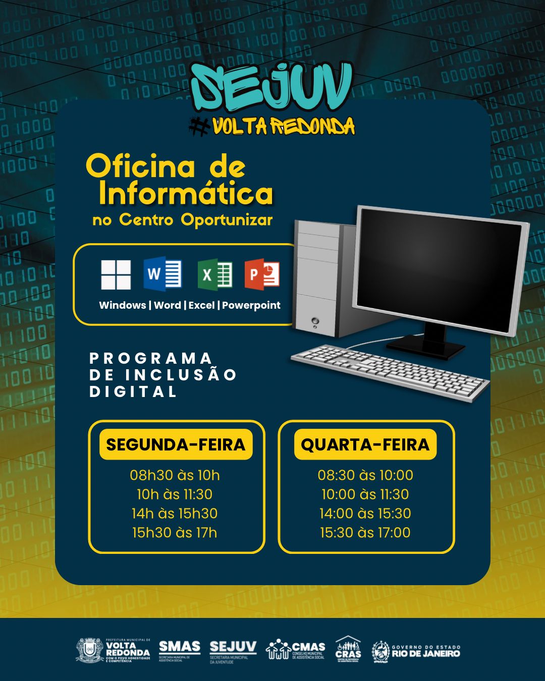 Inscrições abertas para oficina gratuita de informática em Volta Redonda